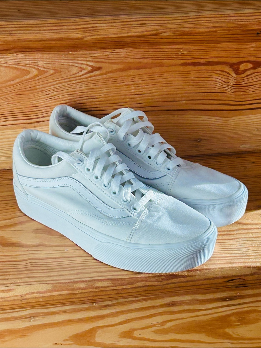 Vans White Low-Top Platform Sneakers